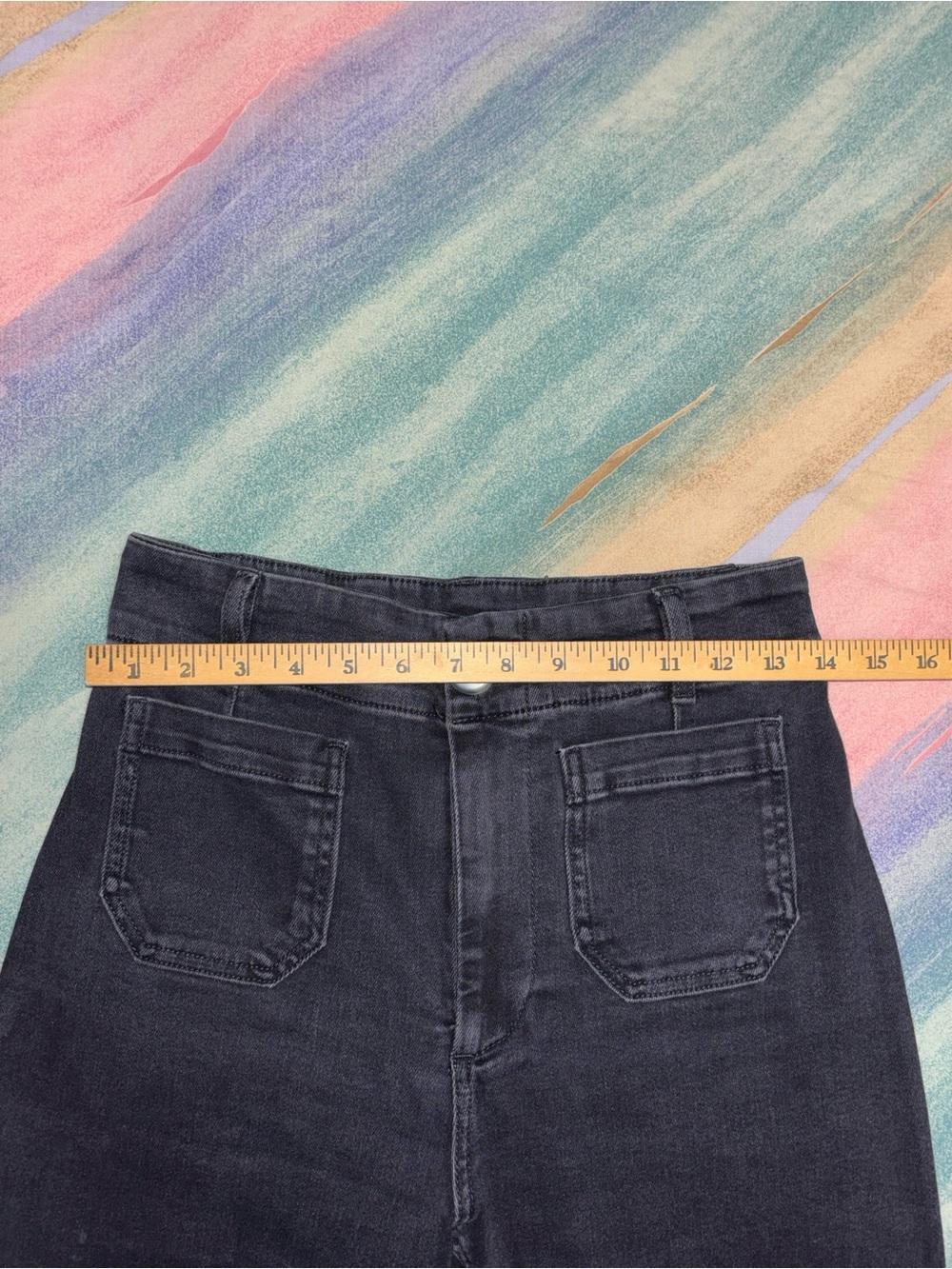 Anthropologie | Pilcro | Black The Skipper Wide-Leg High Rise Denim Jean size 28 - Picture 7 of 10